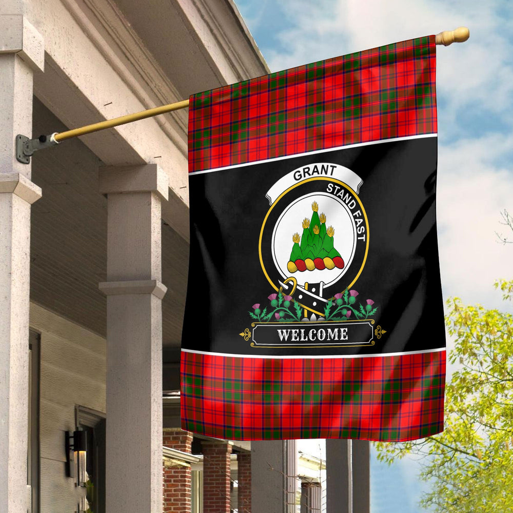 Clan Grant Modern Tartan Crest Garden Flag - Welcome US66 Clan Grant Tartan Today