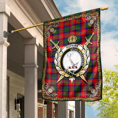 Clan Hopkirk Tartan Crest Garden Flag - Celtic Thistle