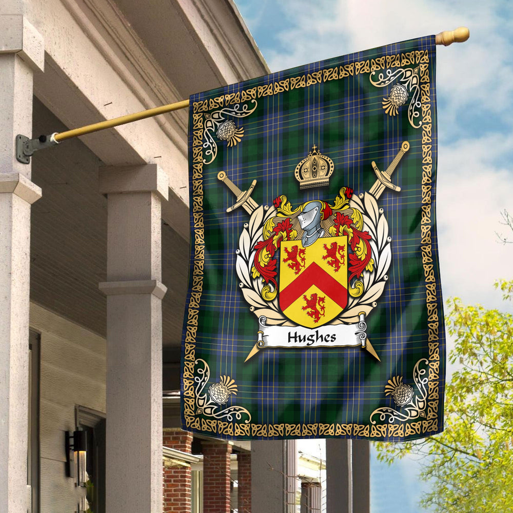 Clan Hughes Tartan Crest Garden Flag - Celtic Thistle XZ56 Clan Garden Tartan Today