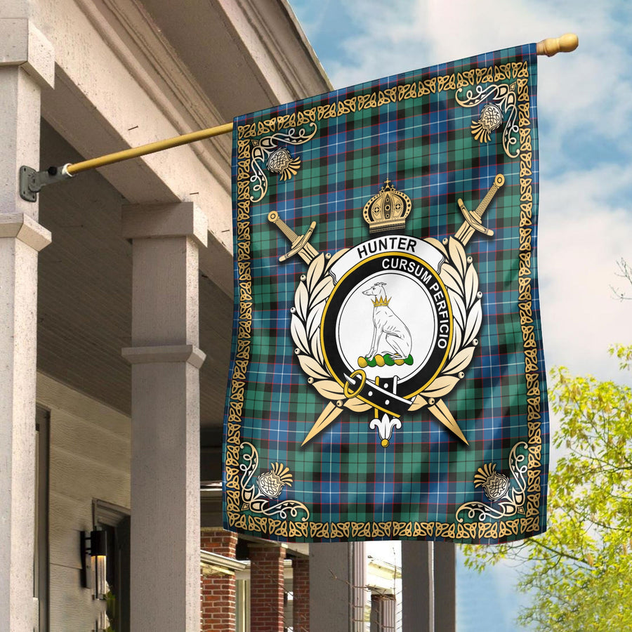 Clan Hunter Ancient Tartan Crest Garden Flag