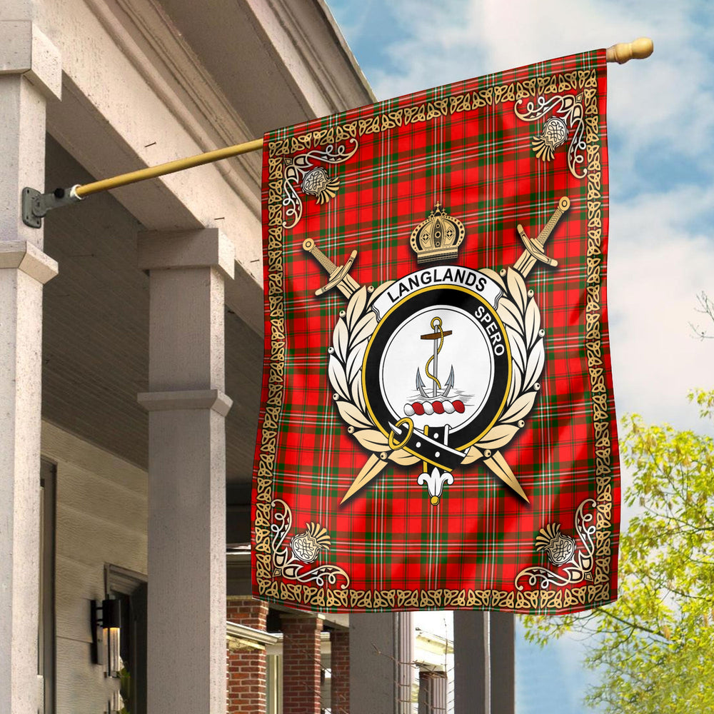 Clan Langlands Tartan Crest Garden Flag - Celtic Thistle YY66 Clan Langlands Tartan Today