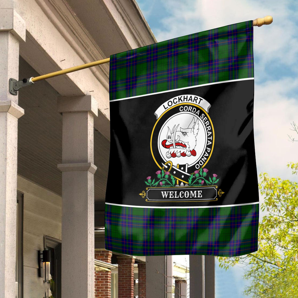 Clan Lockhart Modern Tartan Crest Garden Flag - Welcome AZ34 Clan Lockhart Tartan Today