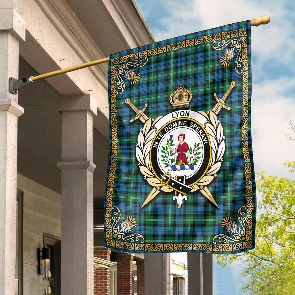 Clan Lyon Tartan Crest Garden Flag - Celtic Thistle ZG97 Clan Garden Tartan Today