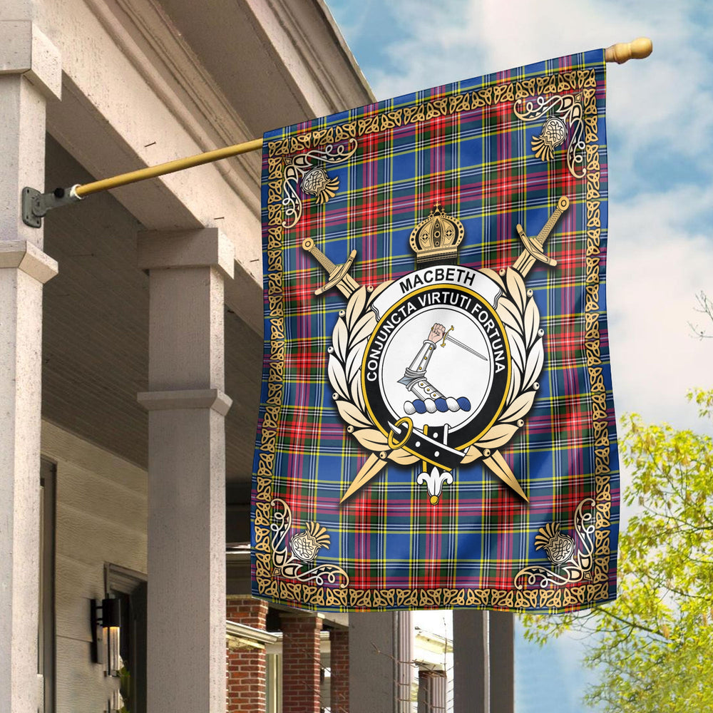 Clan MacBeth Modern Tartan Crest Garden Flag - Celtic Thistle RL57 Clan MacBeth Tartan Today