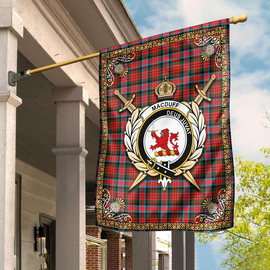 Clan MacDuff Modern Tartan Crest Garden Flag