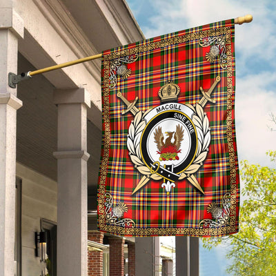 Clan MacGill Modern Tartan Crest Garden Flag - Celtic Thistle