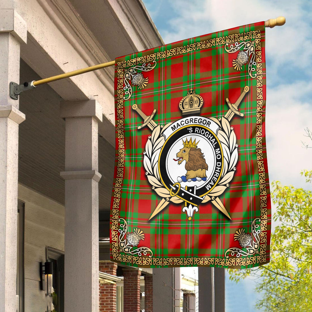 Clan MacGregor Modern Tartan Crest Garden Flag - Celtic Thistle IP35 Clan MacGregor Tartan Today
