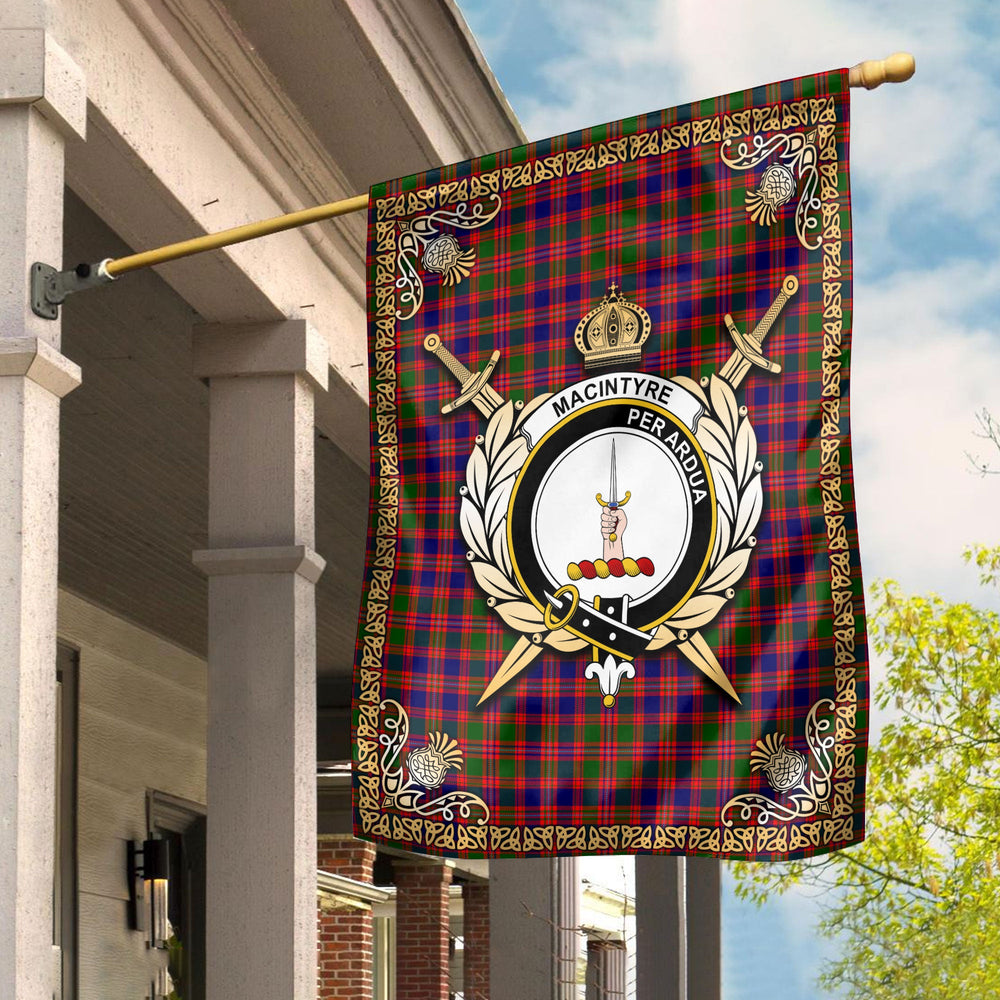 Clan MacIntyre Modern Tartan Crest Garden Flag - Celtic Thistle JF48 Clan MacIntyre Tartan Today