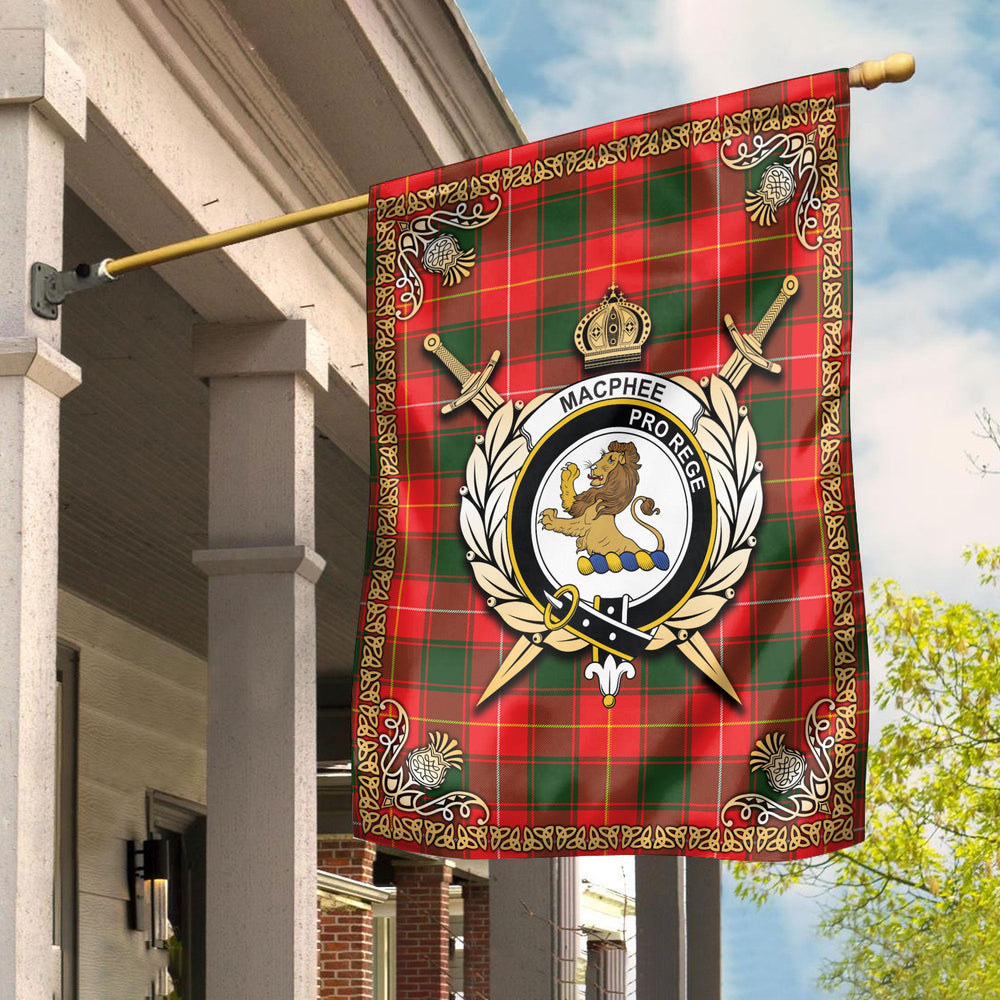 Clan MacPhee Modern Tartan Crest Garden Flag - Celtic Thistle VL74 Clan MacPhee_MacFie Tartan Today