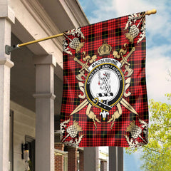 Clan MacSuibhne Tartan Crest Black Garden Flag - Gold Thistle MA75 Clan Garden Tartan Today