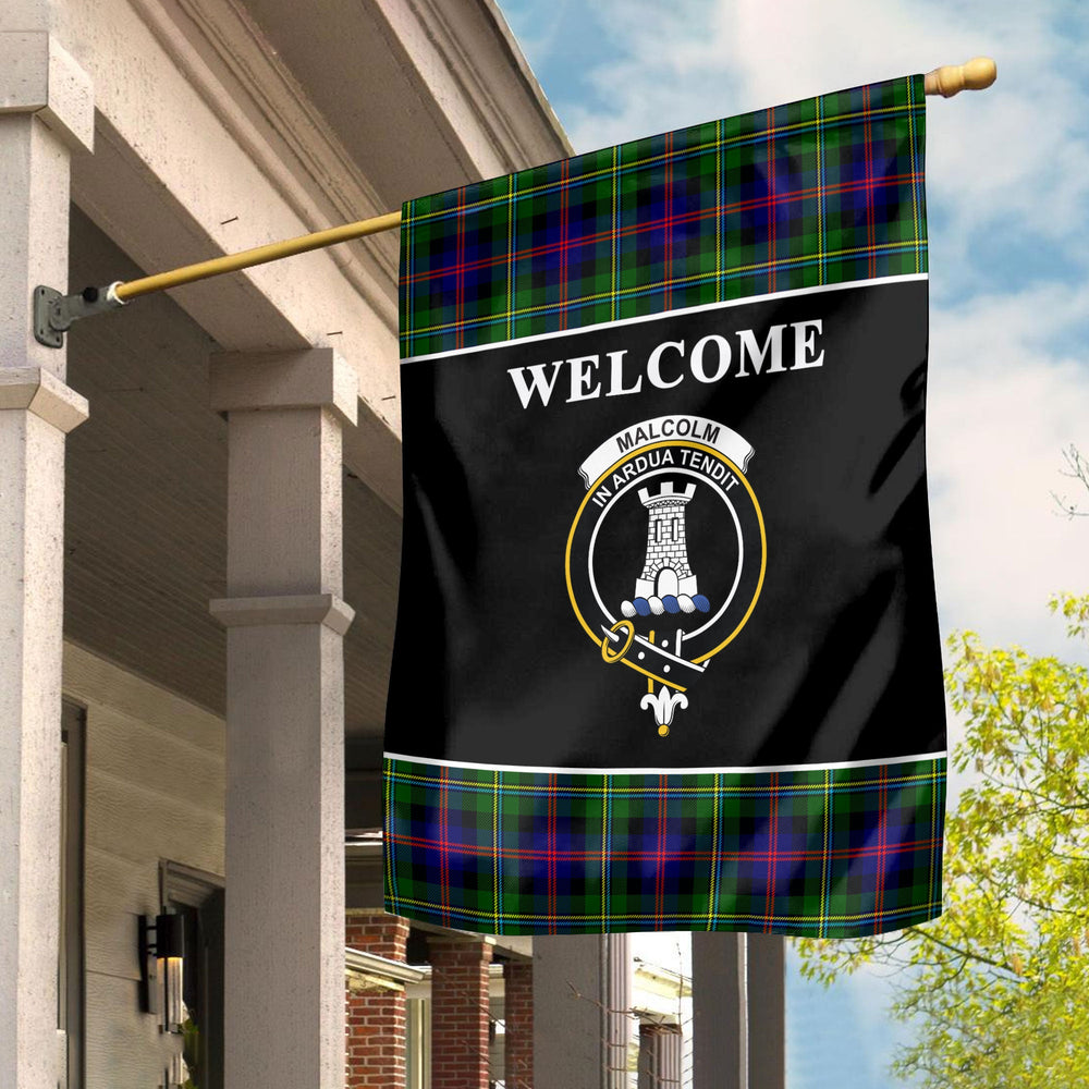 Clan Malcolm Tartan Crest Black Garden Flag TO22 Clan Malcolm Tartan Today