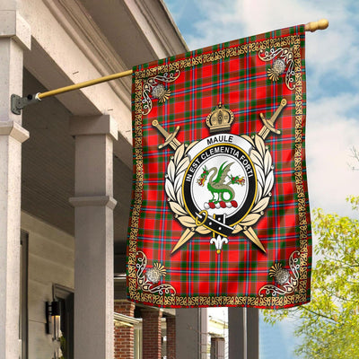 Clan Maule Tartan Crest Garden Flag - Celtic Thistle