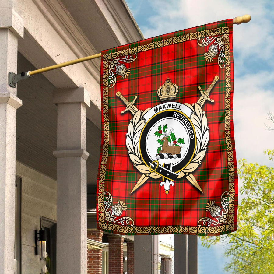 Clan Maxwell Modern Tartan Crest Garden Flag - Celtic Thistle TS19 Clan Maxwell Tartan Today