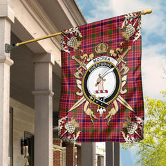 Clan McCrea Tartan Crest Black Garden Flag - Gold Thistle QB77 Clan Garden Tartan Today