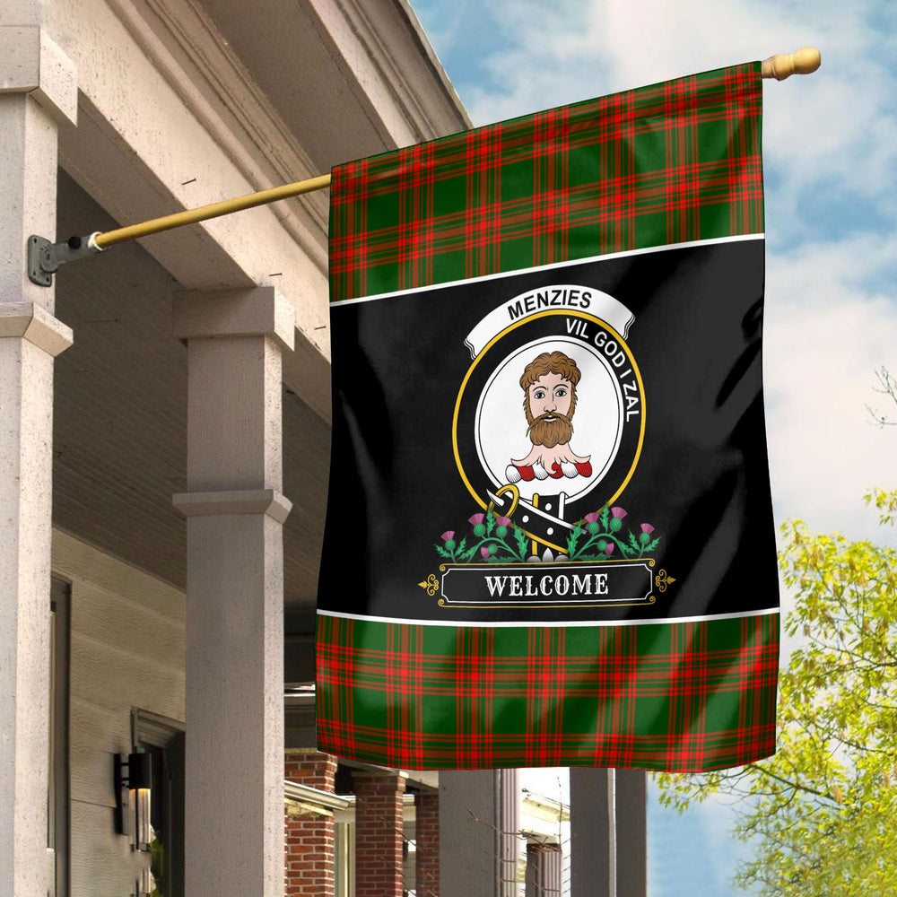 Clan Menzies Green Modern Tartan Crest Garden Flag - Welcome ZZ49 Clan Menzies Tartan Today