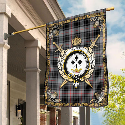 Clan Moffat Modern Tartan Crest Garden Flag - Celtic Thistle