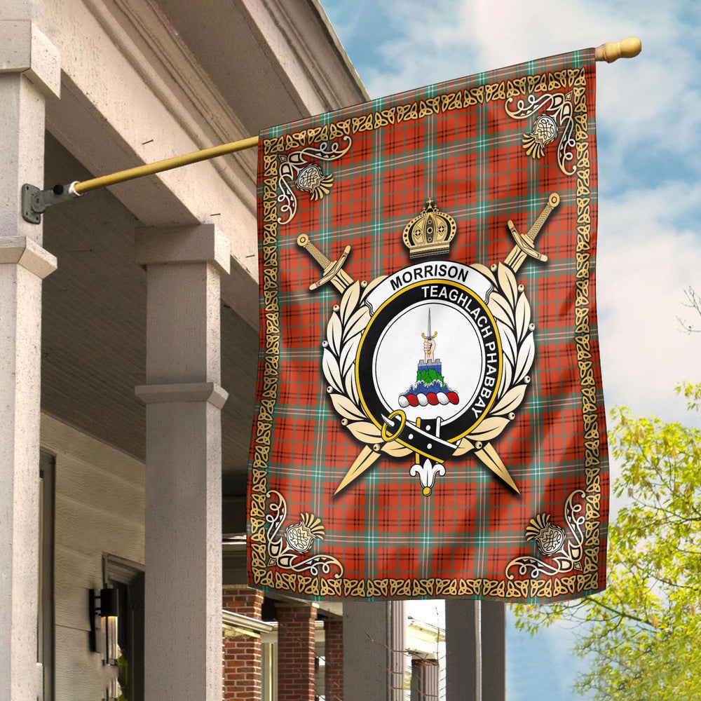 Clan Morrison Red Ancient Tartan Crest Garden Flag - Celtic Thistle WQ32 Clan Morrison Tartan Today