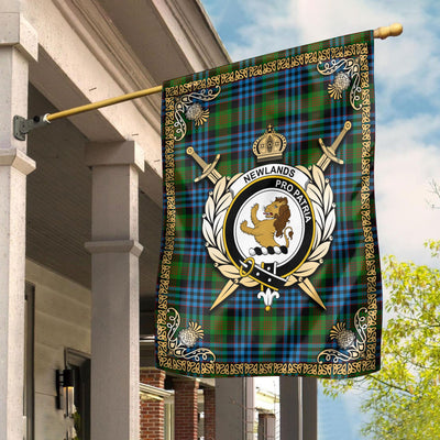 Clan Newlands Tartan Crest Garden Flag - Celtic Thistle