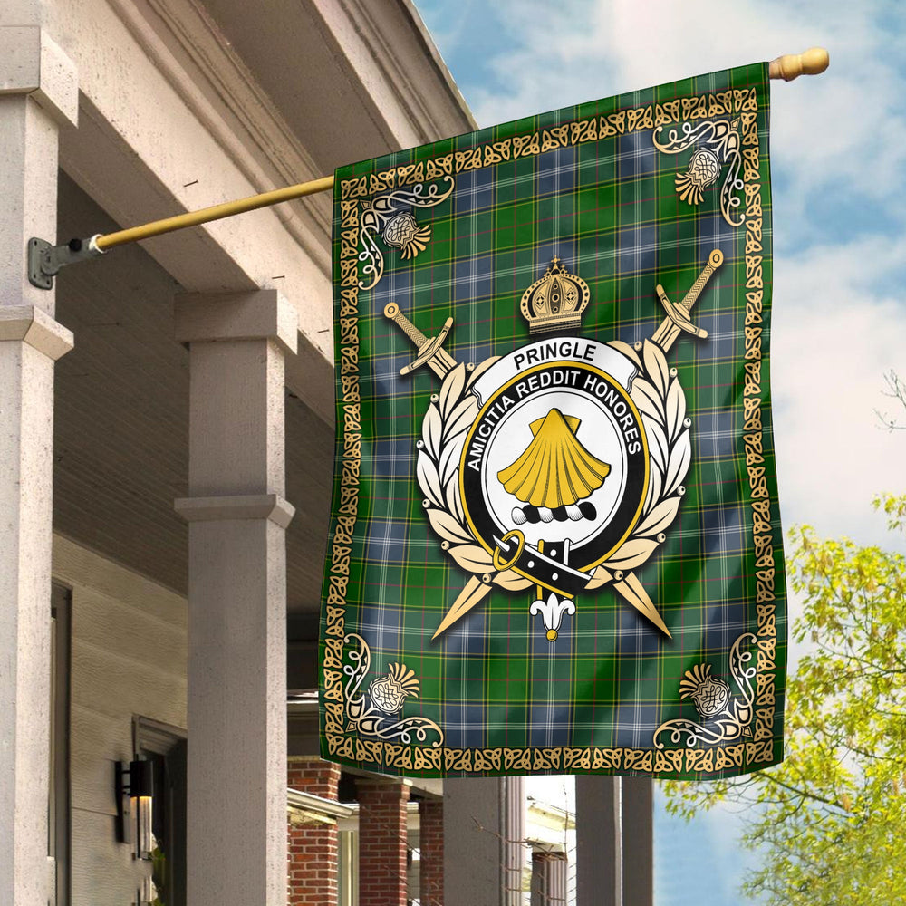 Clan Pringle Tartan Crest Garden Flag - Celtic Thistle MO58 Clan Pringle Tartan Today
