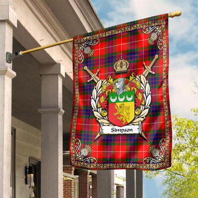 Clan Simpson Tartan Crest Garden Flag - Celtic Thistle XN37