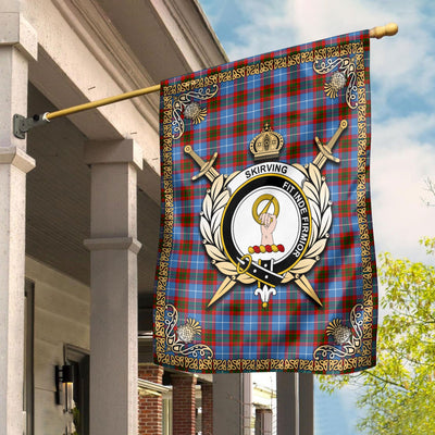 Clan Skirving Tartan Crest Garden Flag - Celtic Thistle