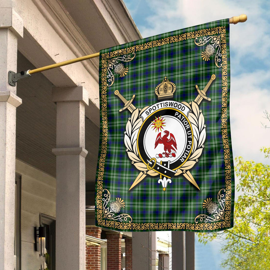 Clan Spottiswood Tartan Crest Garden Flag - Celtic Thistle RK23 Clan Spottiswood Tartan Today