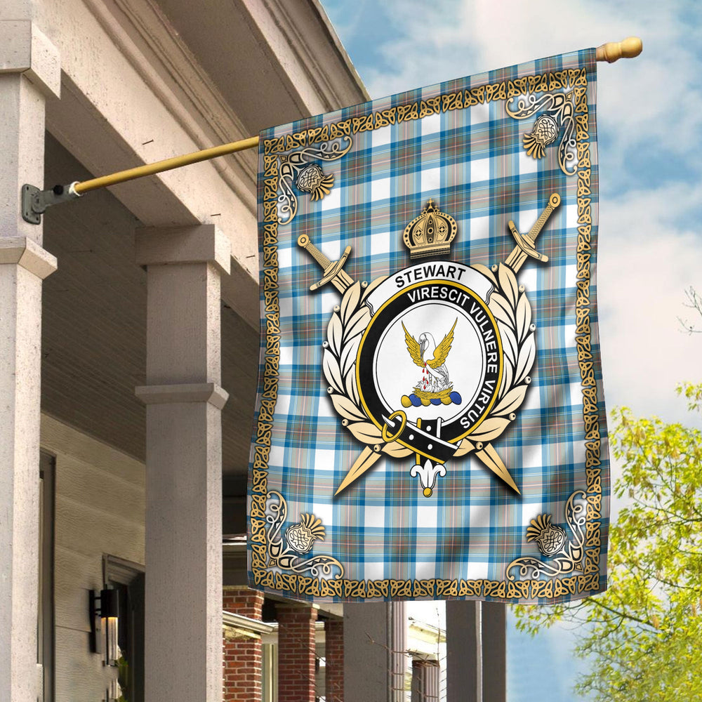 Clan Stewart Muted Blue Tartan Crest Garden Flag - Celtic Thistle MC37 Clan Stewart Tartan Today