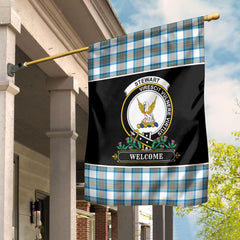 Clan Stewart Muted Blue Tartan Crest Garden Flag - Welcome AI79 Clan Stewart Tartan Today