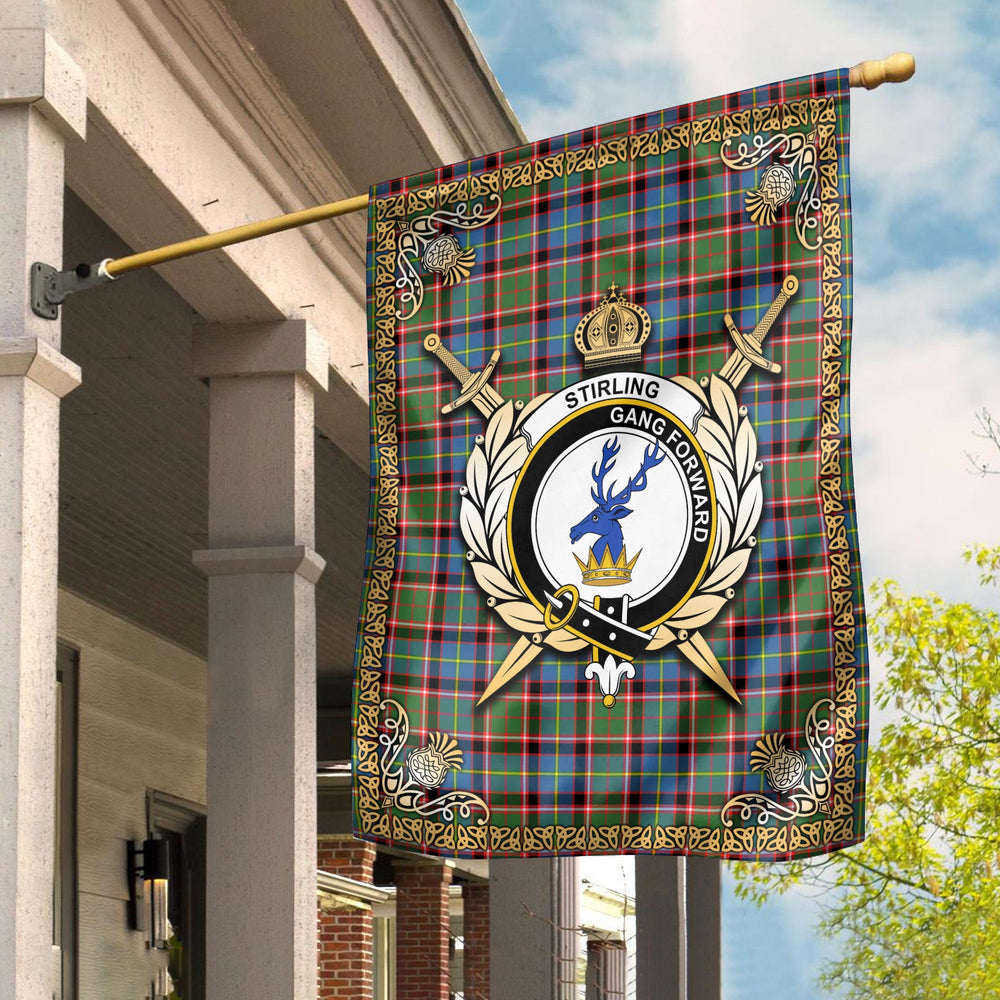 Clan Stirling (of Cadder-Present Chief) Tartan Crest Garden Flag - Celtic Thistle DU11 Clan Stirling Tartan Today