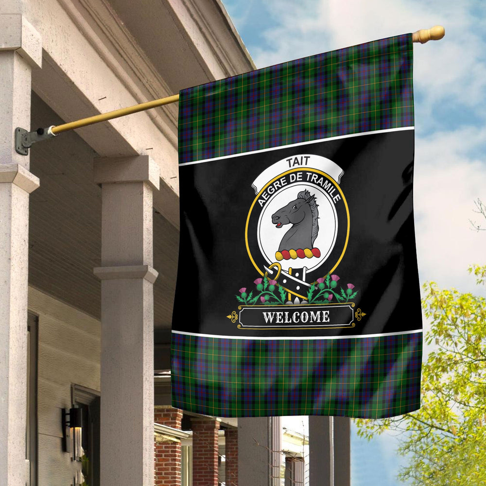 Clan Tait Tartan Crest Garden Flag - Welcome XU87 Clan Tait Tartan Today