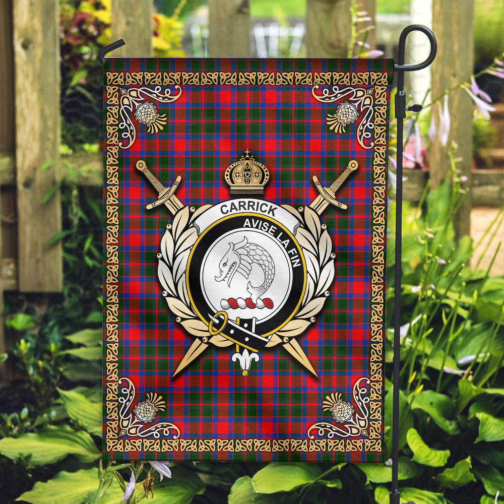 Clan Carrick District Tartan Crest Garden Flag - Celtic Thistle AV58 Clan Hall Tartan Today
