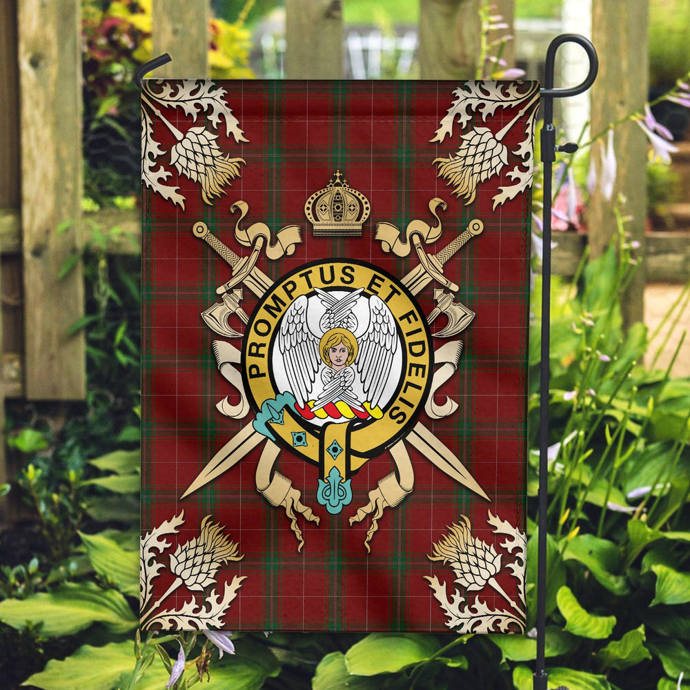 Clan Carruthers Tartan Crest Black Garden Flag - Gold Thistle WS12 Clan Carruthers Tartan Today