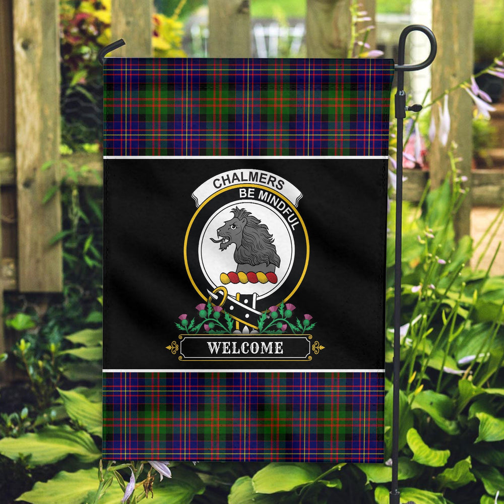 Clan Chalmers Tartan Crest Garden Flag - Welcome DS56 Clan Chalmers Tartan Today