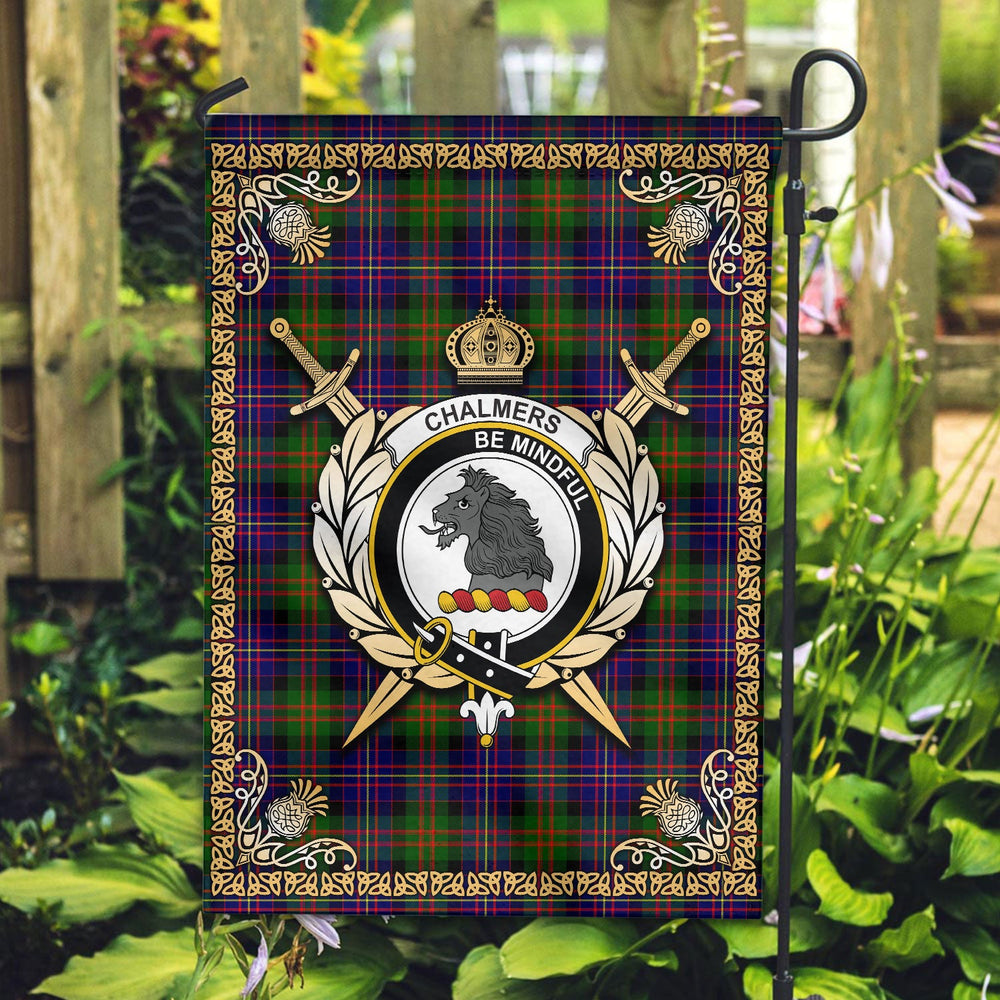 Clan Chalmers Tartan Crest Garden Flag - Celtic Thistle DP29 Clan Chalmers Tartan Today