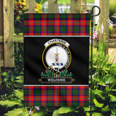 Clan Charteris (Earl of Wemyss) Tartan Crest Garden Flag - Welcome