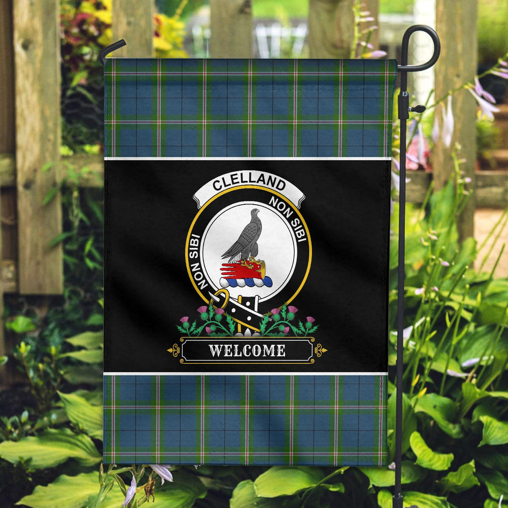 Clan Clelland Tartan Crest Garden Flag - Welcome XV19 Clan Clelland Tartan Today