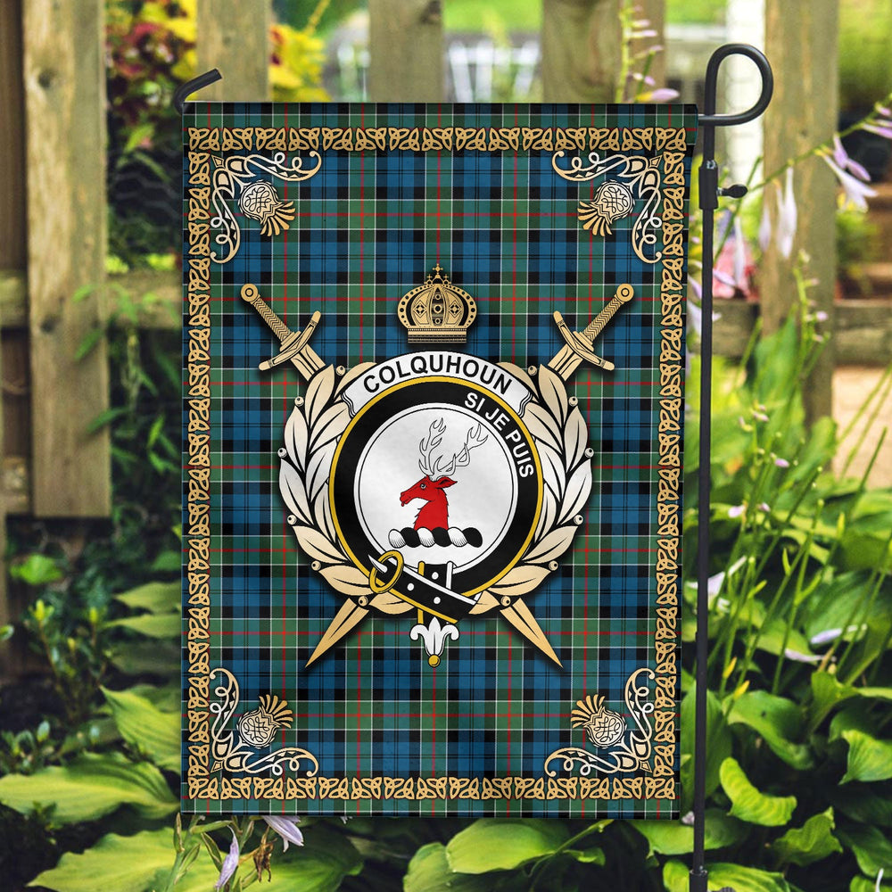 Clan Colquhoun Ancient Tartan Crest Garden Flag - Celtic Thistle FQ42 Clan Colquhoun Tartan Today