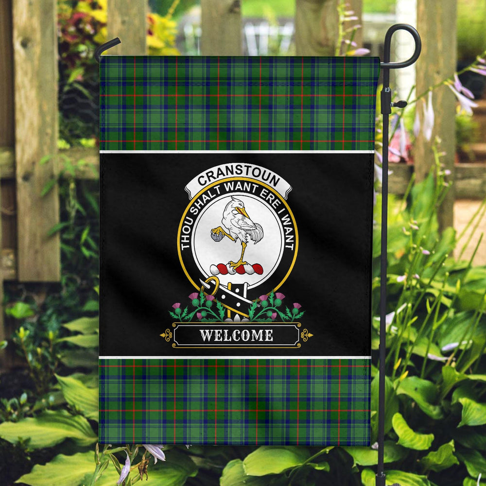 Clan Cranstoun Tartan Crest Garden Flag - Welcome WU75 Clan Cranstoun Tartan Today