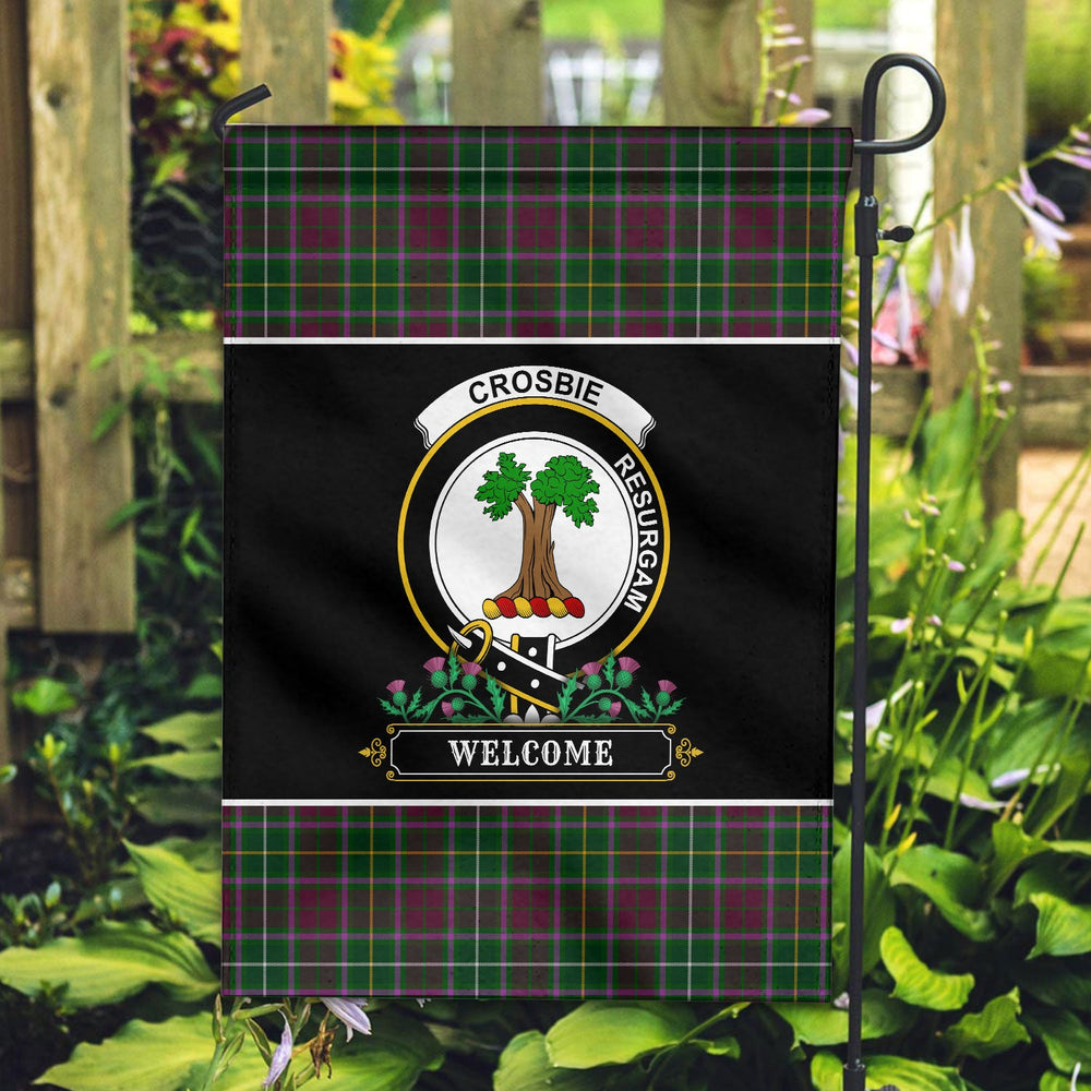 Clan Crosbie (or Crosby) Tartan Crest Garden Flag - Welcome BI10 Clan Crosbie Tartan Today