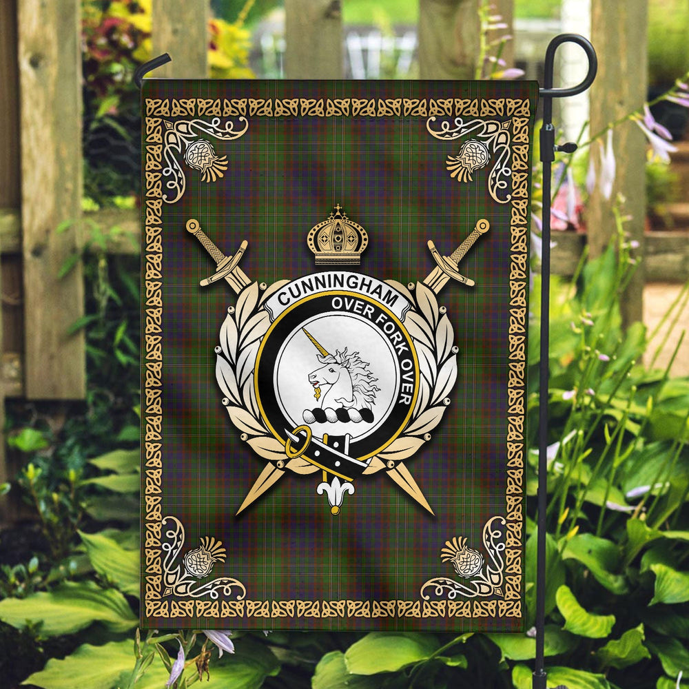 Clan Cunningham Hunting Modern Tartan Crest Garden Flag - Celtic Thistle SL94 Clan Cunningham Tartan Today