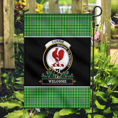 Clan Currie or Curry Tartan Crest Garden Flag - Welcome