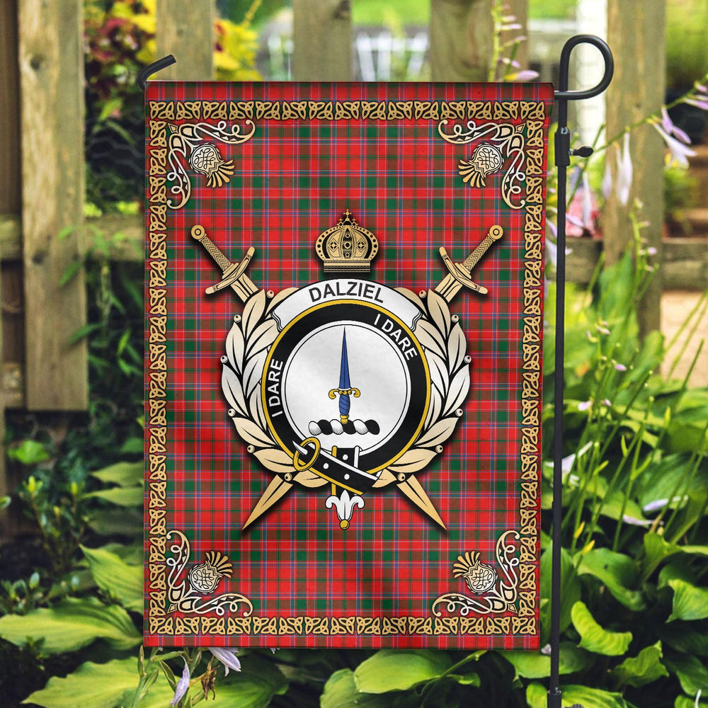 Clan Dalziel Modern Tartan Crest Garden Flag - Celtic Thistle YL82 Clan Dalziel Tartan Today