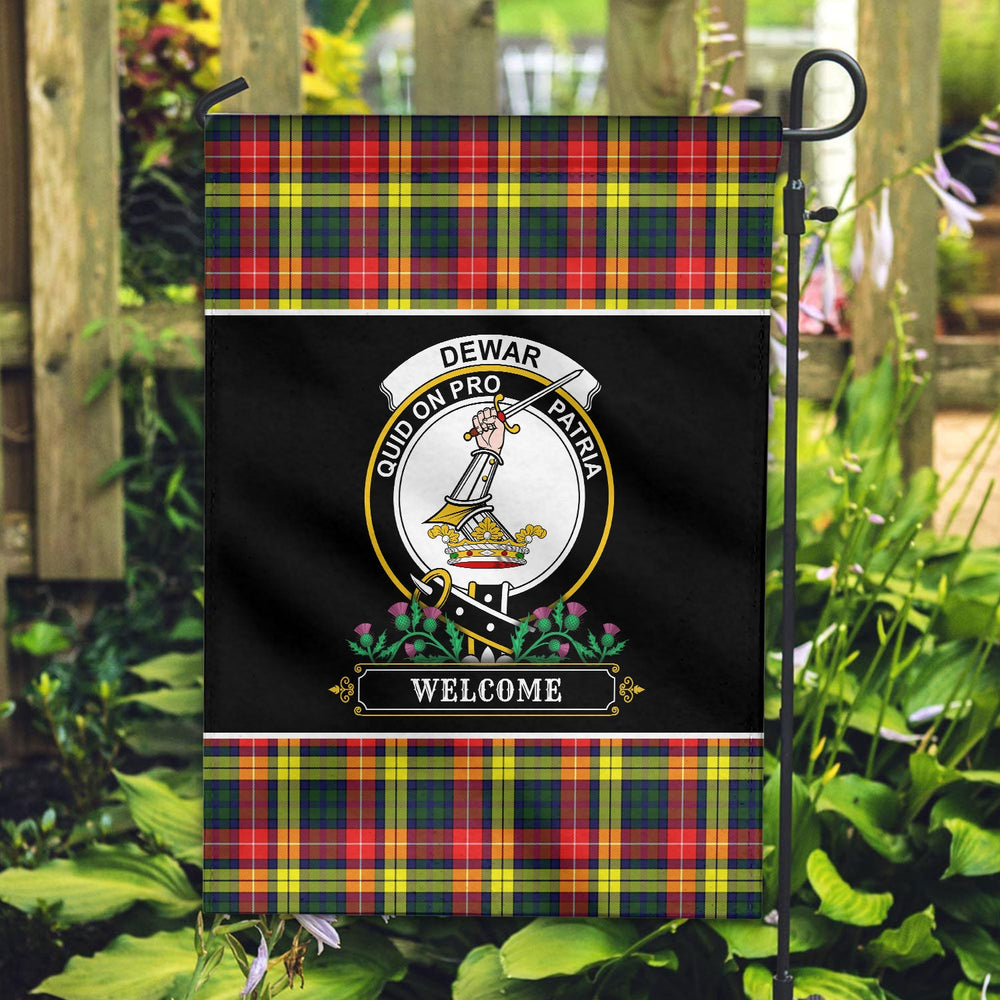 Clan Dewar Tartan Crest Garden Flag - Welcome FN33 Clan Dewar Tartan Today