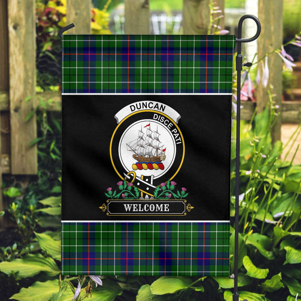 Clan Duncan Modern Tartan Crest Garden Flag - Welcome SQ15 Clan Duncan Tartan Today
