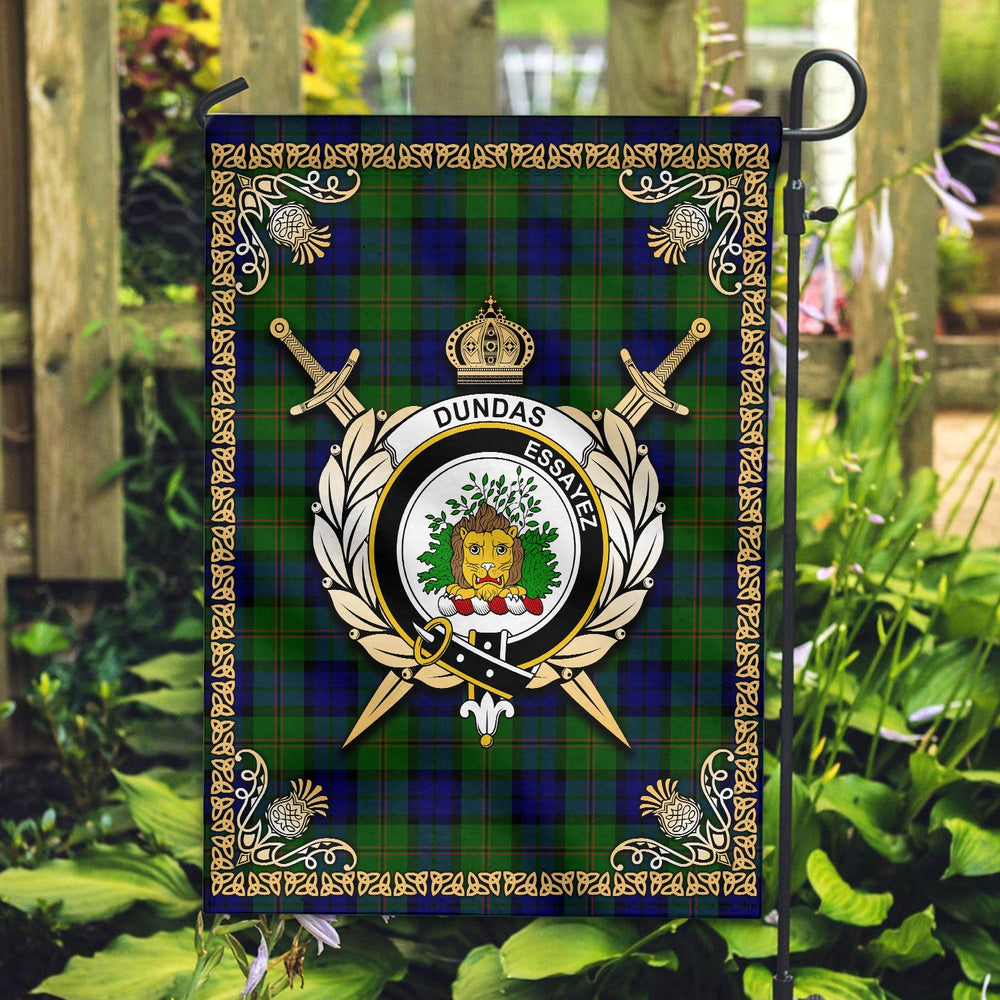 Clan Dundas Modern Tartan Crest Garden Flag - Celtic Thistle VB62 Clan Dundas Tartan Today