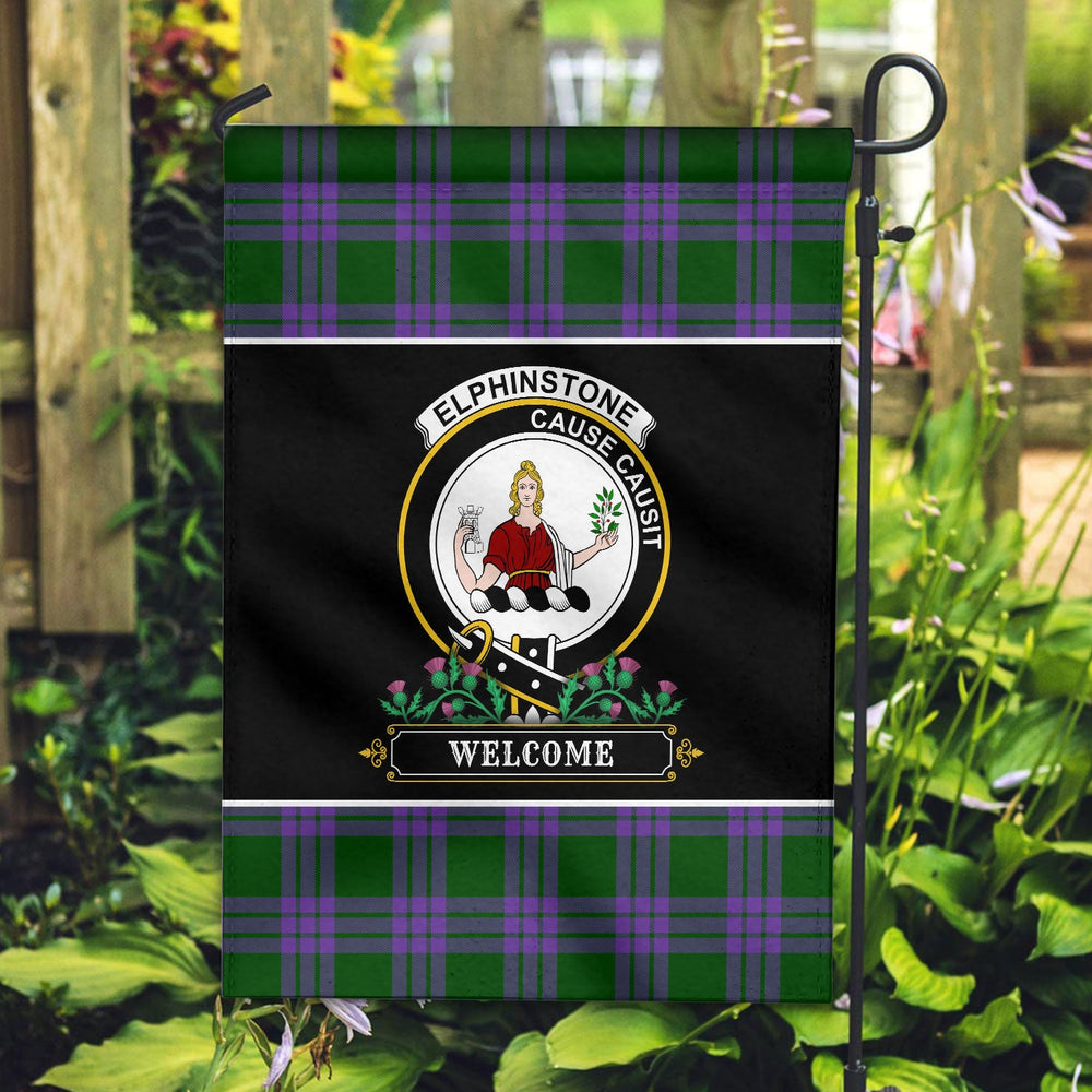 Clan Elphinstone Tartan Crest Garden Flag - Welcome TM82 Clan Elphinstone Tartan Today