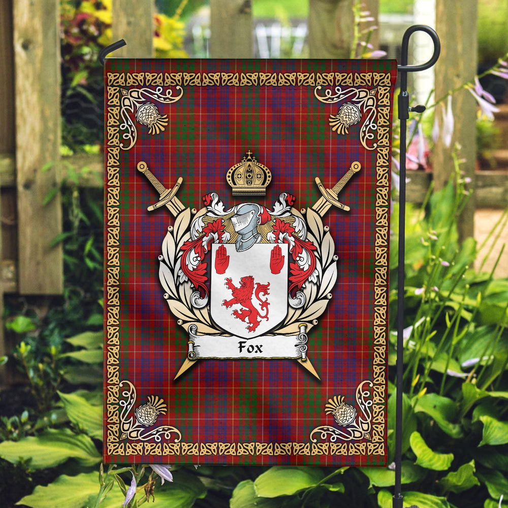 Clan Fox Red Tartan Crest Garden Flag - Celtic Thistle IW89 Clan Garden Tartan Today