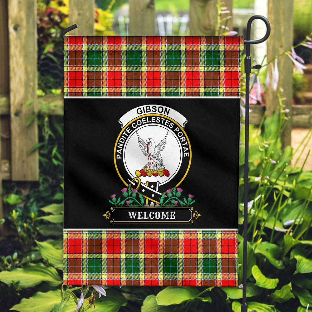 Clan Gibson Tartan Crest Garden Flag - Welcome PR87 Clan Garden Tartan Today