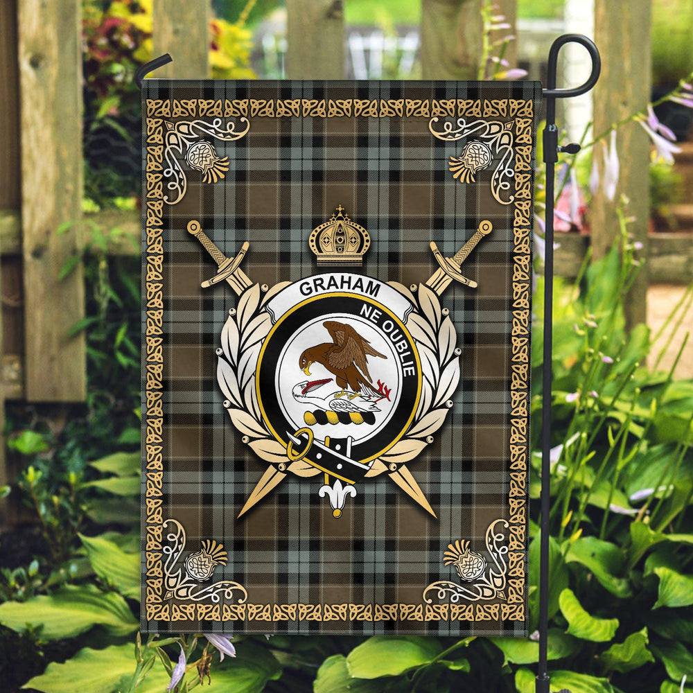 Clan Graham of Menteith Weathered Tartan Crest Garden Flag - Celtic Thistle KE76 Clan Graham Tartan Today