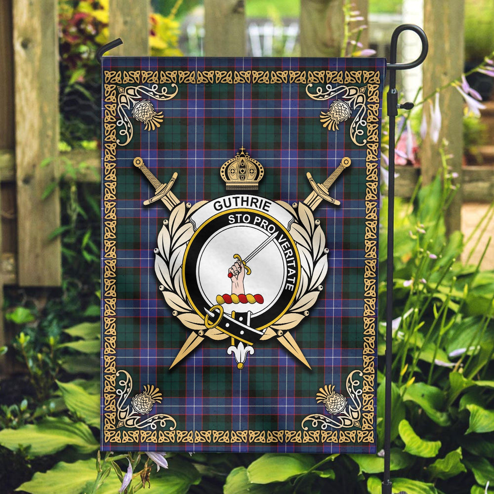 Clan Guthrie Modern Tartan Crest Garden Flag - Celtic Thistle LQ40 Clan Guthrie Tartan Today